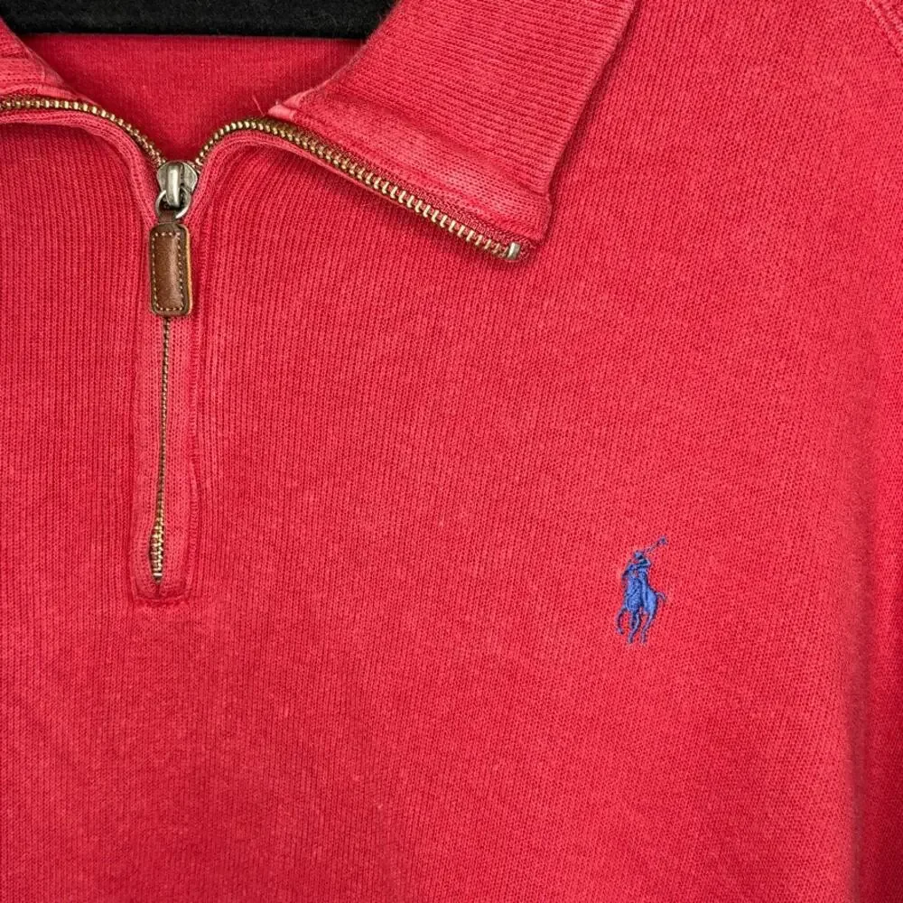POLO by Ralph Lauren Red 1/2 Zip Preppy Golf Old Money‎ Dad Sweater Mens Sz XXL